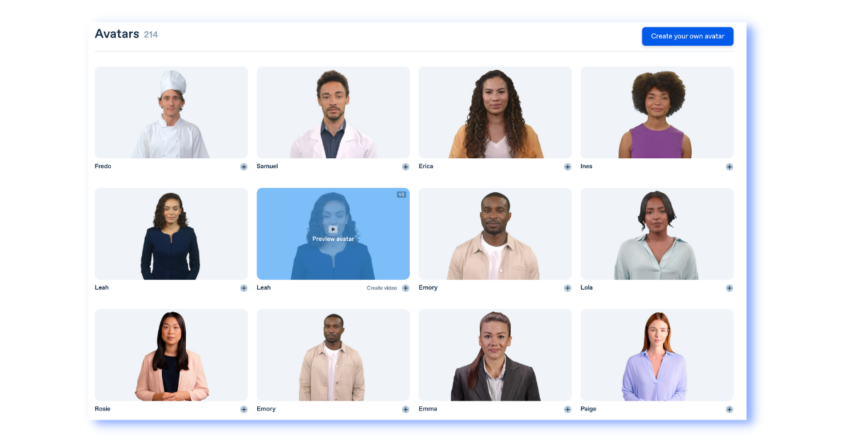 12 out of 214 Esynthesia AI avatars